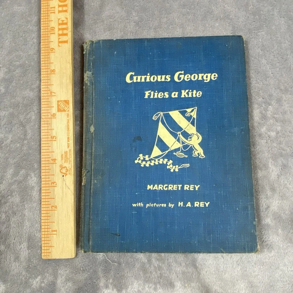 Vintage Curious‎ George Flies A Kite 1958 First Edition Margret Rey Hardcover